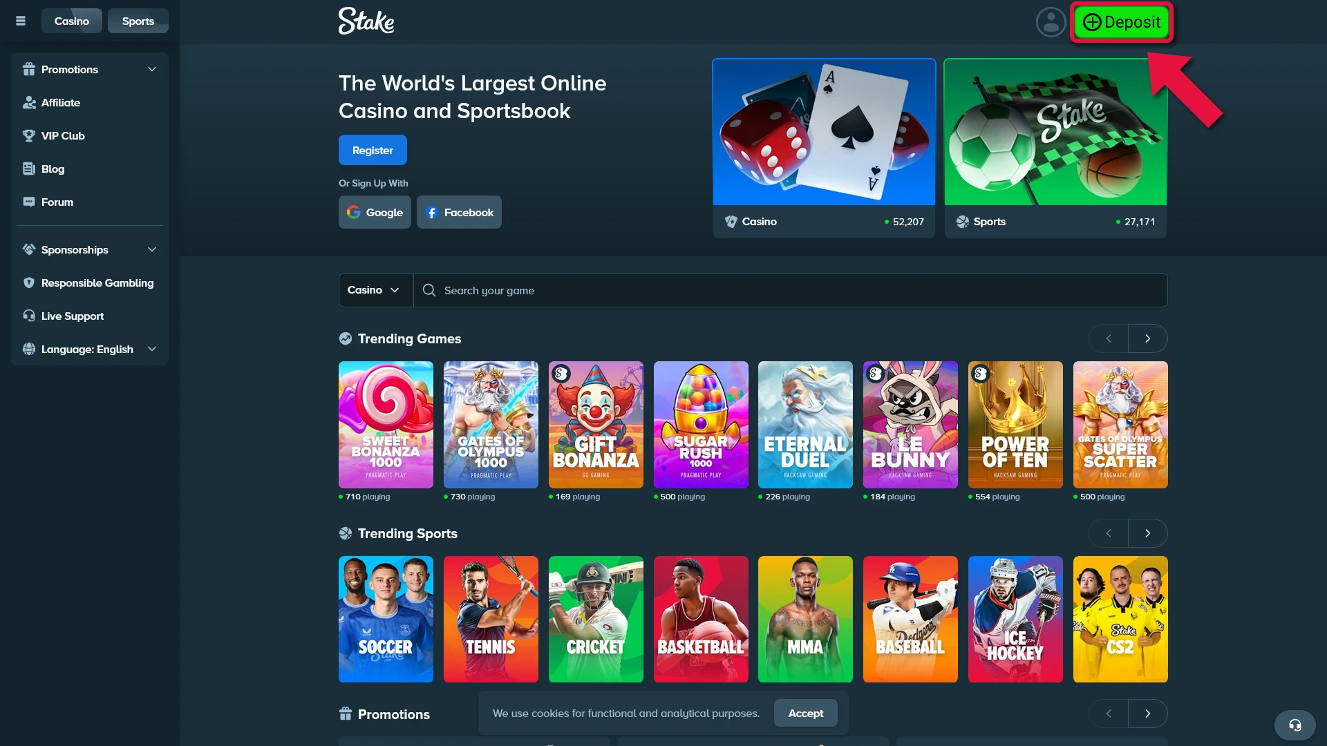 Deposit funds into your Stake account to unlock Ice Hockey wagering opportunities.